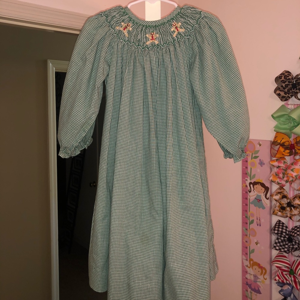 Toddler girls smocked gingerbread dress